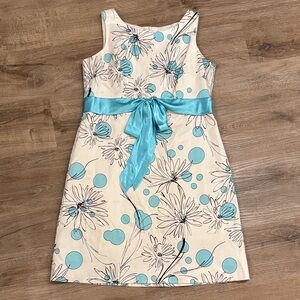 Jessica Howard Cream and Blue Floral Casual Dress